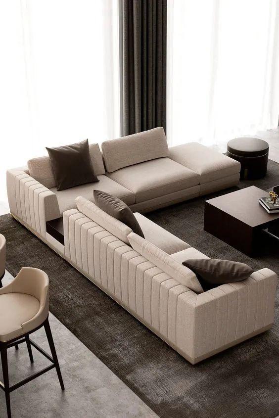 Bespoke sectional sofa in a styled Disenossage interior
