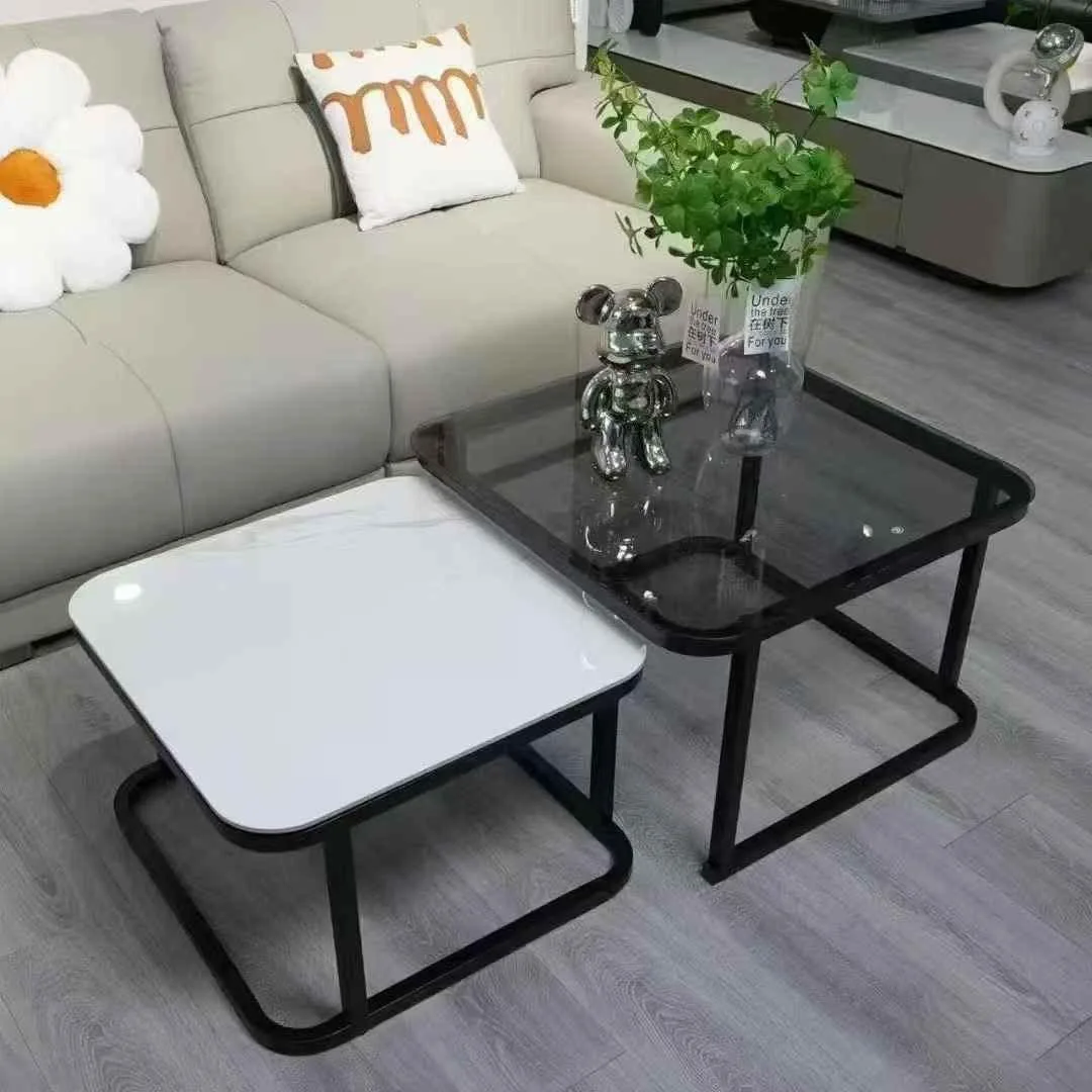 Marble/Glass Twin Center Table