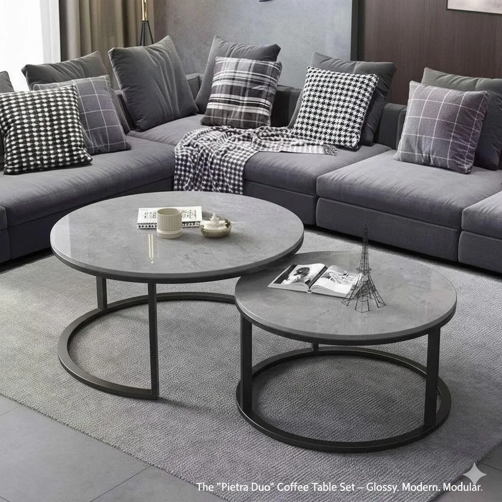 Real Marble Twin Center Table (80cm and 60cm)