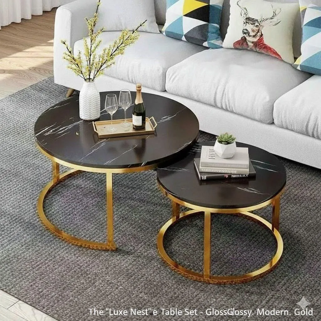 Real Marble Twin Center Table (80cm and 60cm)