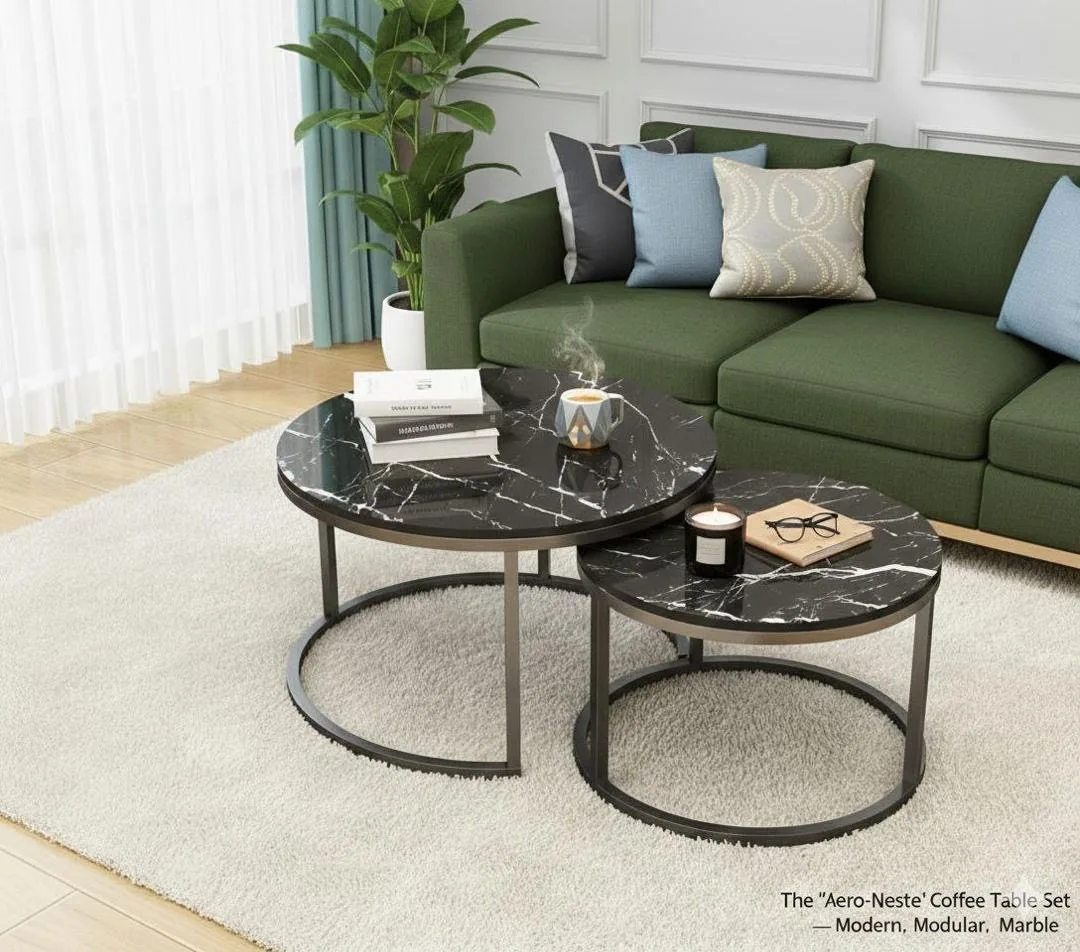 Real Marble Twin Center Table (80cm and 60cm)