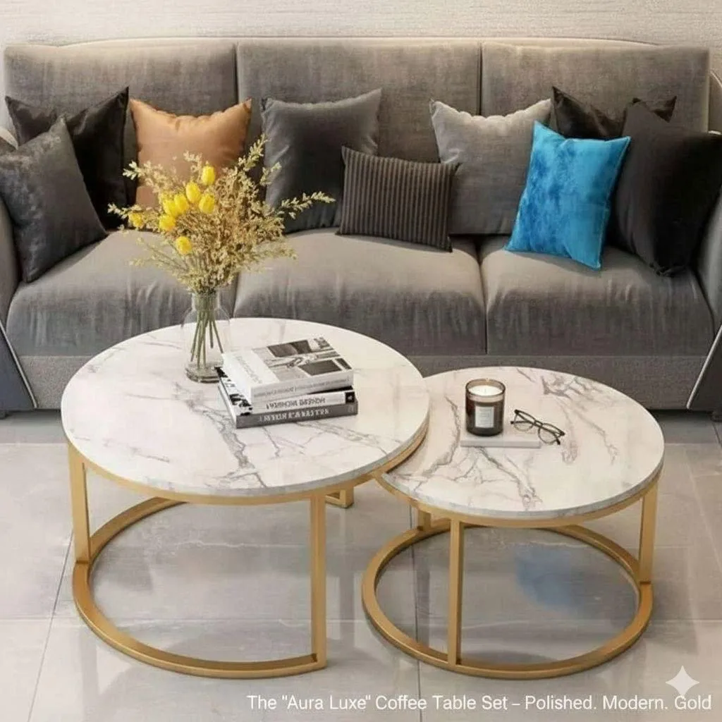 Real Marble Twin Center Table (80cm and 60cm)