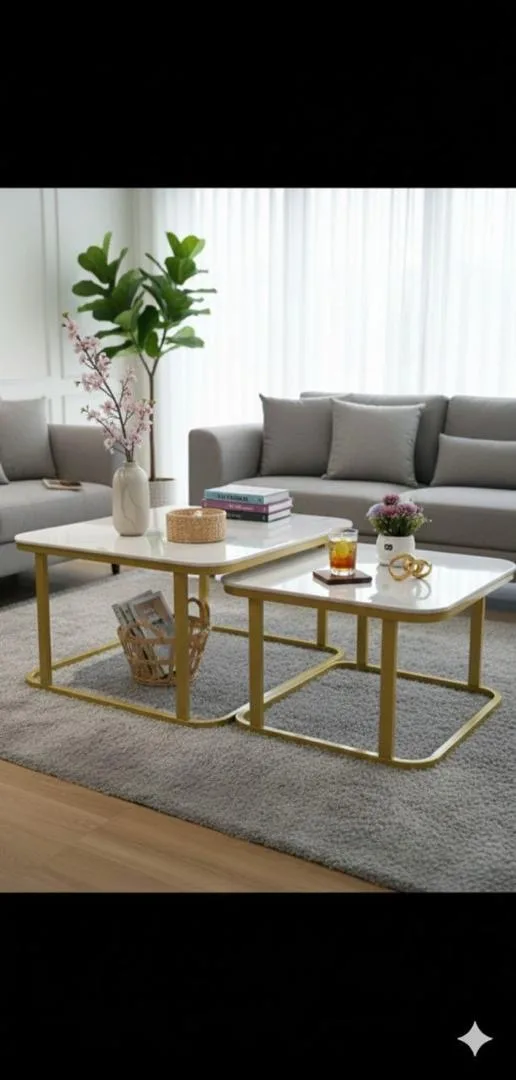 Real Marble Square Twin Center Table 70cm x 60cm