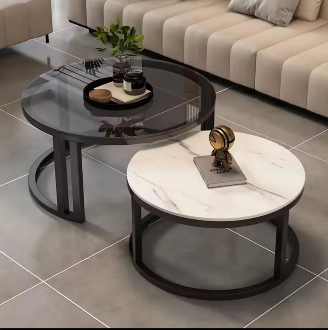 Marble/Glass Twin Center Table